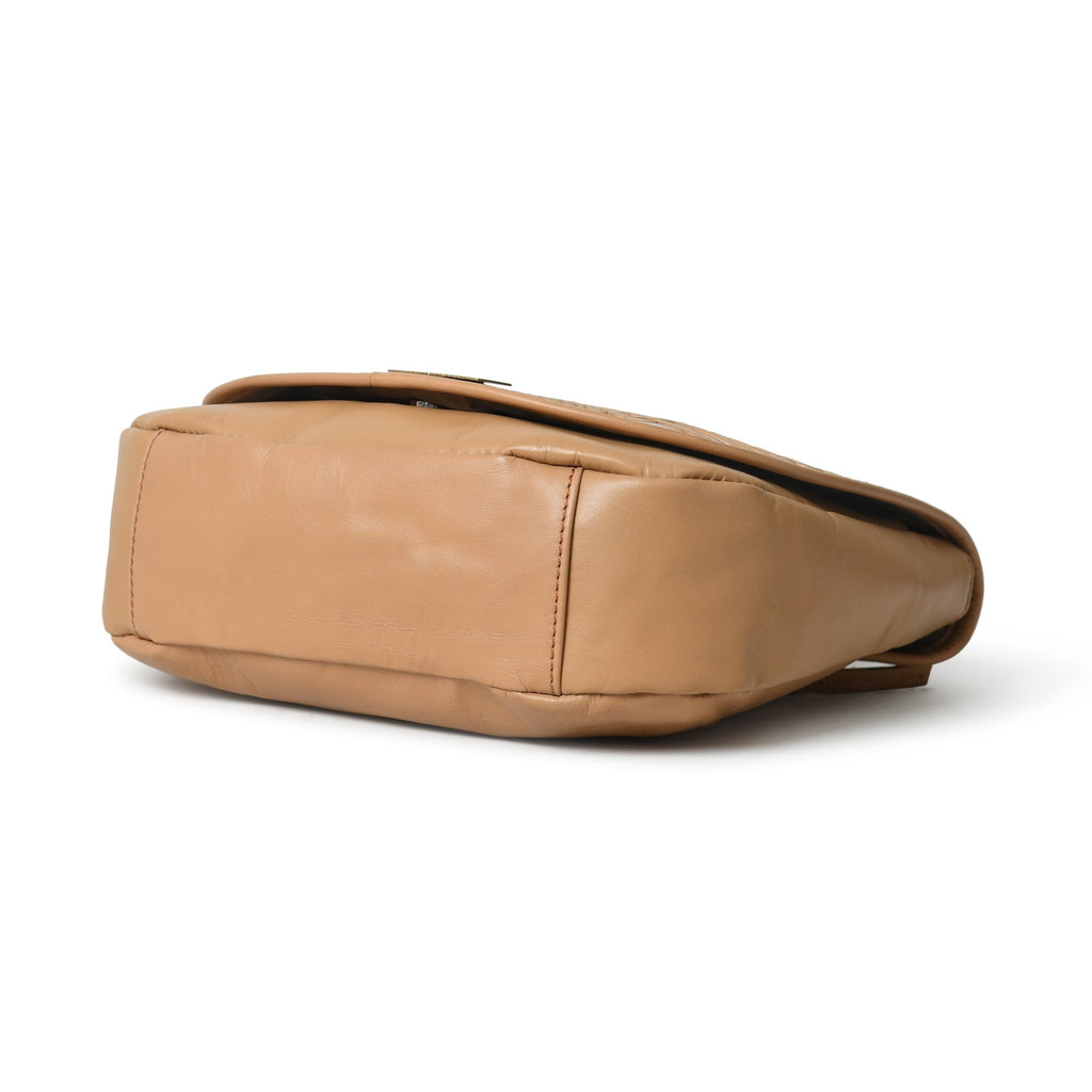 The Croco Satchel- Beige